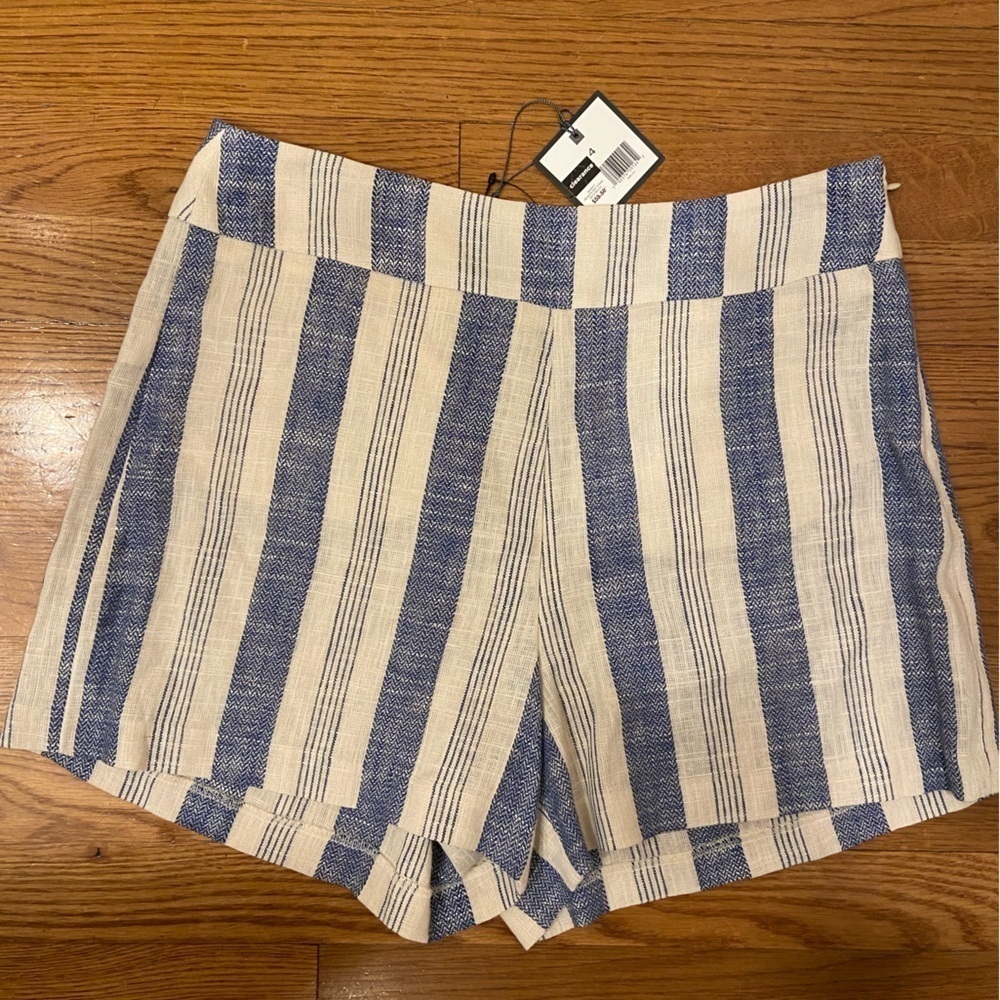 Madison Women’s Linen Blend Shorts Size 4 Regatta Blue White Stripe Spring Sun